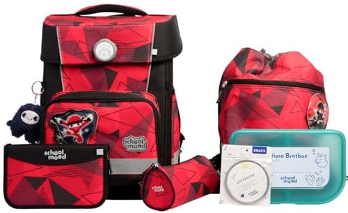 SCHOOL-MOOD Champion Pro Kai Ninja Schulranzenset 7-teilig 21,5L Stauraum, ergonomisches Easy Fit System für 1 m bis 1,50 m Körpergröße, standfest, wasserdichter Stoff mit Reflektoren