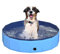 CACSPS 100x30 cm Faltbarer Hundepool – zusammenklappbarer Kinderpool aus Hartplastik für Hunde und Kinder, rutschfeste Haustierbadewanne für den Außeneinsatz im Garten, leicht und tragbar (Blau)