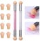 iCovalescent 2 Pcs Nail Art Brosse Éponge, Ouble Tête Éponge Brosse, Acrylique Nail Gradient Shading Pinceau, avec 4 Têtes de Rechange, Sponge Gradient Outil Nail Art ongles Ongles Accessoires