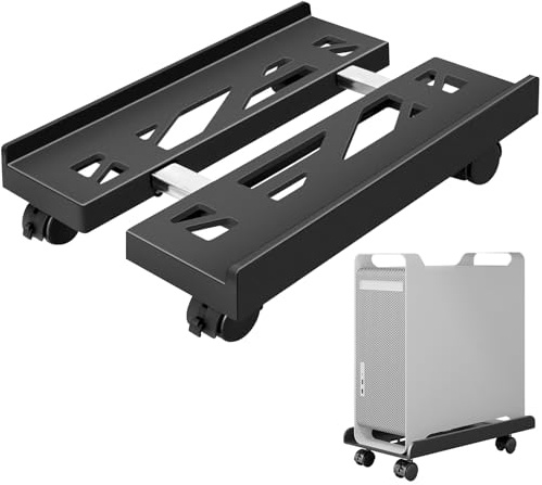 FSWWSF PC ständer mit Rollen, Computer Rollwagen, CPU ständer, CPU-Wagen Unter Schreibtisch für Gamer, Studenten, Zuhause, Büro - Schwarz (Schwarz)