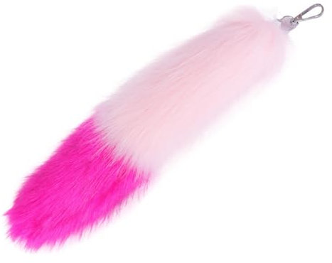 Fuchsschwanz Anhänger Keychain Fox tail Schlüsselring, Weich Flaumig Oversize 40cm Fell Waschbärschwanz Handtasche Zusätze Auto Schlüsselketten Anhänger Dekoration (Rosa + Rosenrot,40CM)