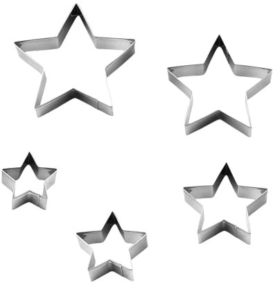 Stern Ausstecher,5 Stück Ausstechformen,Ausstecher Stern Edelstahl Ausstechform Weihnachten Klein Groß Set Mini Star Plätzchenausstecher Keksausstecher Sterne Christmas Sternschablone mit