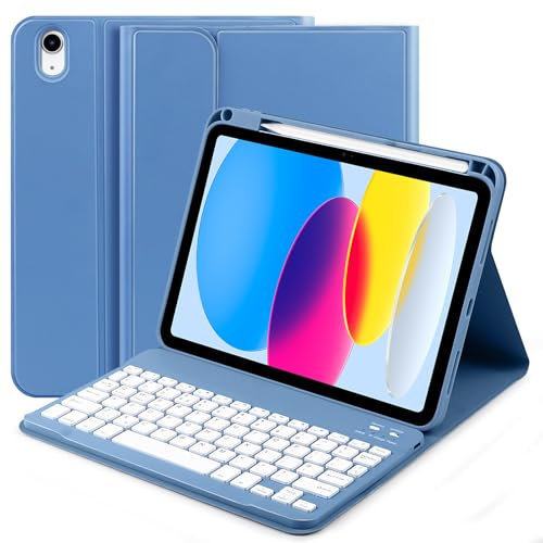 Keyboard for iPad 10th Generation 10.9 inch, Compatible with New 11th Generation (A16) 11 inch, Wireless Detachable Bluetooth Keyboard Case for iPad 10th 2022/ 11th 2025, Blue (iPencil Not Include)
