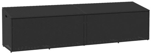 vidaXL Garten-Auflagenbox Schwarz 220x50x58 cm Poly Rattan, Garten-Aufbewahrungsbox, Outdoor-Kissen-Lagerung, Outdoor-Kissen-Aufbewahrungsbox