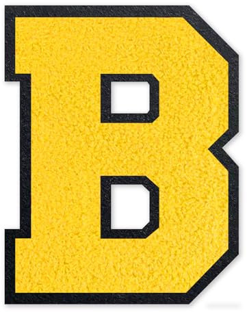 QianSiLi 6.0 Inch Chenille Iron On Letters for Clothes Varsity Letter Patches Embroidered Patch Iron On Patches for Clothing Jacket/Hoodie/Varsity (Yellow,B)