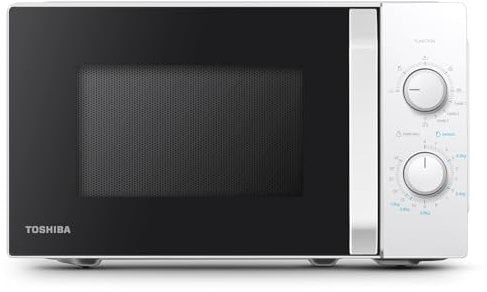 Toshiba MW2-MG20P(WH) Forno a microonde 3 in 1 con grill, 20 l, 5 livelli di potenza regolabili, timer, 800 W, grill 1000 W, bianco