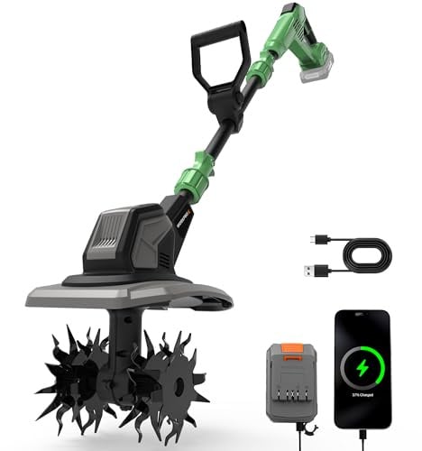 WORKPROX Motozappa Elettrica Senza Fili 20V, Lavoro 20 cm x 20 cm, Velocità 280 giri/min, Motozappa a Batteria da 4,0 Ah, Leggera 4,7 kg, Compatto per Giardino, Orto e Frutteto