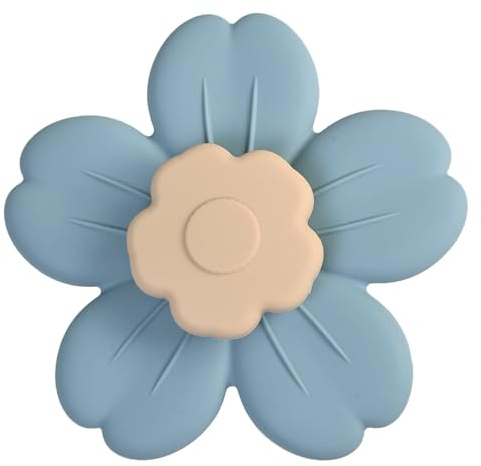 Saugnapf Drehspielzeug, Tisch Saugnapf Sensorisches Spielzeug, Lebensmittelechtes Silikon-Steuerrad für Kleinkinder als Badespielzeug, Baby Geschenk, Blume (Blau)