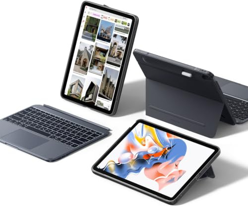 ESR per iPad Air 13 M4/M3/M2 Custodia con tastiera, Supporto Multi-angolo | Tastiera magnetica rimovibile, verticale e orizzontale, grande trackpad, tasti retroilluminati, DEU QWERTZ, Grigio Scuro