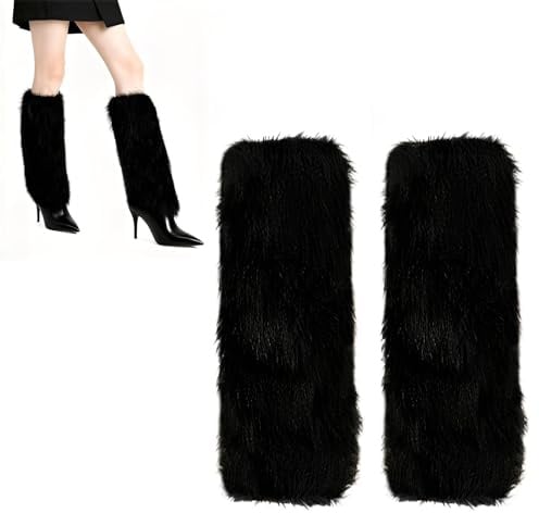 LXONTSG Damen Beinstulpen Winter, Damen Kunstpelz Beinwärmer, Plüsch Stulpen Frauen, Beinstulpen Warm, Leg Warmers, 40cm Lang, Kostümzubehör für Erwachsene, für Winteraktivitäten