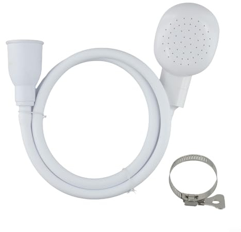 Simple Quick-Connect Shower Head with 1m Hose for Bathing and Pet Shampoo, White