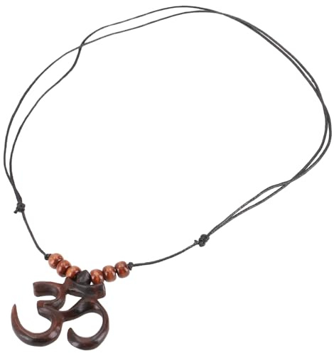 GURU SHOP Ethno Holzschmuck, Halskette, Surferkette, Damen | Dekorativer Anhänger aus Holz, verstellbares Baumwollband, vielseitig tragbar, modischer Modeschmuck
