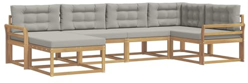 vidaXL Outdoor-Sofagarnitur 5 pcs Weiß und Hellgrau Polyester, Patio-Sofa, Moderne Outdoor-Sitzgruppe, langlebige Gartenmöbel, wetterfest für die Lounge im Garten