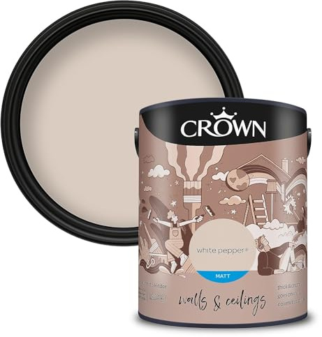 Crown White Pepper 5L Matt Emulsion Paint – Breathable Walls & Ceilings Interior Paint