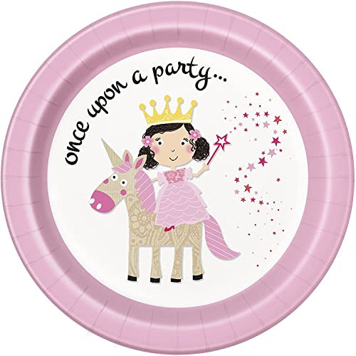 Unique Party 54825 - Assiettes en Carton - 23 cm - Fête à thème de Princesse et de Licorne - Paquet de 8