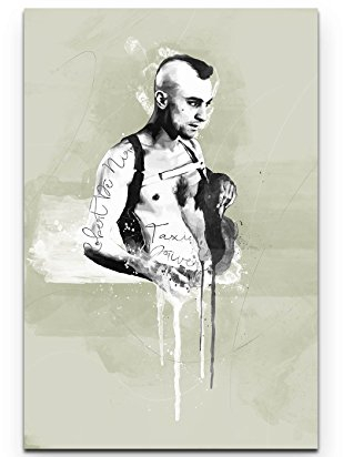 Paul Sinus Art Taxi Driver 90x60cm Splash Art Wandbild auf Leinwand naturfarbend