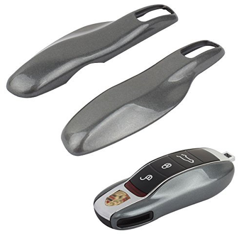 TOMALL Couvercle de Clé de Rechange Métallique pour Cayenne Macan 911 Carrera Clé Coquille Volcan Gris