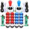 Fosiya - Juego de botones LED para joystick de 8 maneras, estilo ovalado y 20 botones LED de arcade, para 2 jugadores, videojuegos, mandos estándar, todos los Windows PC MAME Raspberry Pi