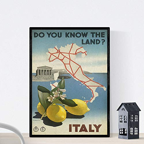 Nacnic Vintage Poster Weinleseplakat von Frankreich und Italien. Weißt du, Italien?. A4-Format