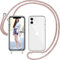 Nupcknn Handykette für iPhone 12/12 Pro Hülle mit Band,Ultra Dünn Transparent Handyhülle (Abnehmbar) Necklace mit Kordel zum Umhängen Kameraschutz Handy Kette Stossfest Schutzhülle (Roségold, 6.1)