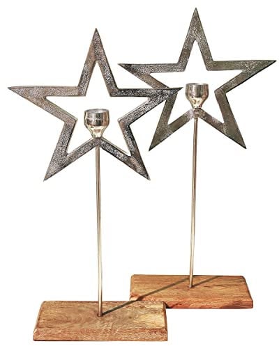 GILDE Kerzenhalter Stern - Kerzenleuchter aus Aluminium - Höhe 61 cm