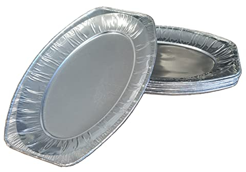 Extiff 10 vassoi ovali in alluminio, 32,5 x 22,7 cm, vassoi di presentazione/servizio per dolci, buffet, pesci, barbecue