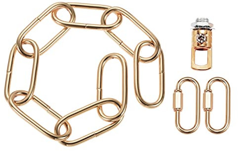 YOKIVE 1 Set Catena per Lampada a Sospensione, Maglia Spessa da 4mm con cerchi di Connessione, Ideale per Luci a Soffitto, Lampade (Oro Scuro, 12 Pollici)
