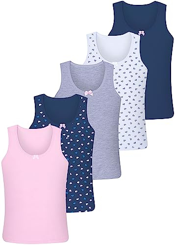 LOREZA ® 5 Mädchen Baumwolle Unterhemden Tank Top Kinder - Gr. 92-170