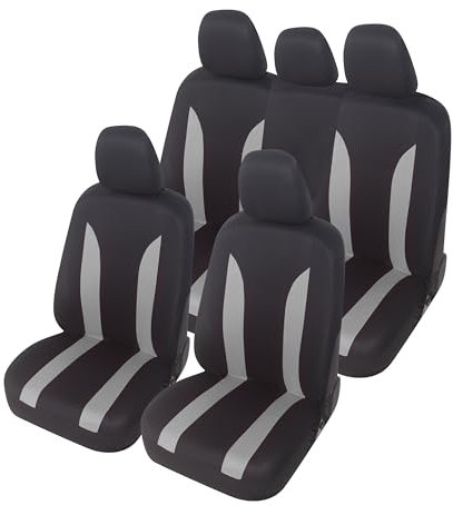 Auto Accessori Lupex - Copri sedili Auto Universali LS09 | Colore Grigio | Set Anteriori e Posteriori | Poliestere | No Suv
