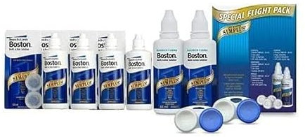 Simplus Multi-Action Solution & Flight Pack, 4X 120ml Contact Lens Solution & 2X 60ml Contact Lens Solution for Rigid Gas Permeable Contact Lenses - Clean, Disinfect, & Condition