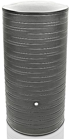 YourCasa Regentonne 280 Liter [PureRain] mit Metallgewinde und Deckel - Regenfass Frostsicher aus Kunststoff - Regenwassertonne - Regenwassertank Garten Wassertank Regensammler (Schwarz-Granit)