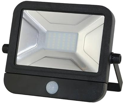 VBLED® 30 Watt LED Fluter Strahler mit Bewegungsmelder - Kaltweiß 6000K, 230 Volt, 2100 Lumen, IP65 Wassgeschützt, Flach