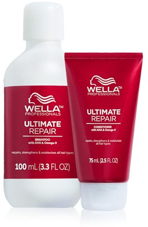 Wella Professionals Ultimate Repair Haarpflege in Reisegröße – Repair Shampoo zur Tiefenreinigung & reparierende Spülung mit Omega 9 – 100 ml Feuchtigkeitsshampoo & 75 ml Conditioner