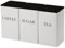 BEVKAF Tea Coffee Sugar Canisters, 1000ML 3 Piece of Metal Canister Storage Jar Container Set With Airtight Lid (White-Black)