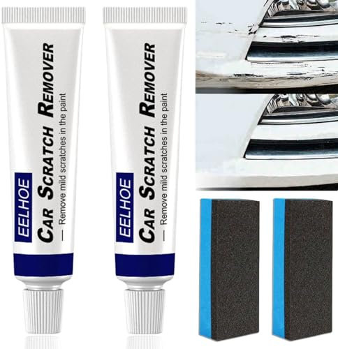 Oumun 2PCS Car Scratch Repair Paste Kit, Black, Plastic, Medium Grit, Compatible with Plastic, Kit, Car Scratch Remover
