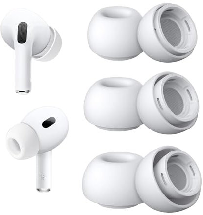 3 Pairs Replacement Earbuds for Airpods Pro with Noise Reduction Hole Silicone Ear Tips for Airpods Pro and Airpods Pro 2nd Generation, Silicone Earbud Tips Fit in The Charging Case(S/M/L, White)