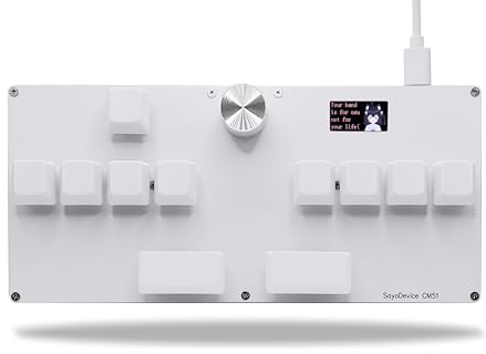 BTXETUEL SayoDevice CM51 Rapid Trigger Tastatur für OSU!、djmax... Rhythmusspiel mit GATERON Hall magnetischen linearen Schaltern mit Drehknopf benutzerdefiniert programmierbare Tastatur (White-Gateron