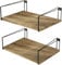 SRIWATANA Wandregal Breite Schwarz Holz und Metall 2er Set, Regal Wand 42x31x12 cm Wandboard Moderne Dekoration Hängeregal für KücheWohnzimmer, Badzimmer, Schlafzimmer, Büro