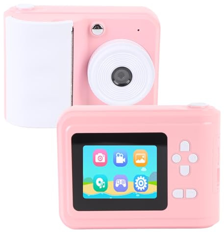 Sofortdruckkamera, HD 48MP 1080p Kid Camera Tragbare, Kompakte Selfie -Kamera für Jungen Mädchen, Sofort Drucke, Aufkleber, Filter, Musikvideo -Multi -Funktionen (Rosig)