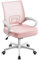 Yaheetech Modern Ergonomic Office Chair Adjustable Swivel Mesh Computer Chair with Back Support Arms and Wheels for Woman and Students Study Pink