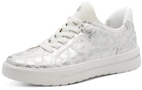 Jana Damen Sneaker Low Vegan 8-23764-45 WHT Leo Metal (weiß, 36 EU)