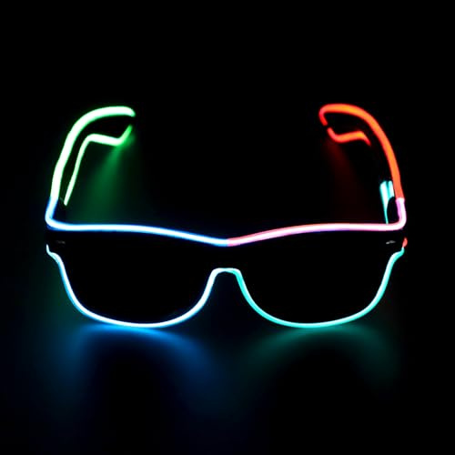 HENGBIRD Occhiali LED Fluo Party Occhiali luminosi per feste con 4 Modalità Flash, Occhialis con LED Pieghevoli per Festival, Disco, Bar, Rave, Halloween, Carnevale LED Party Uomo Donna(non Batteria)