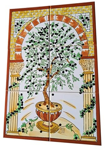 Handbemalte Azulejos „Olivenbaum“ – Fliesenbild 30x45 cm – Mediterran