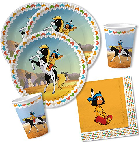 DH-Konzept 36-teiliges Party-Set - Indianer Yakari - Teller Becher Servietten für 8 Kinder
