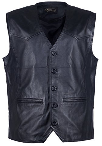 JCC Herren Lederweste Pramo 2 Black XXL