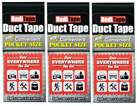 RediTape 10934 Reisen, Camping, Fotografie und Notfälle | Taschenformat, 3er-Pack, Schwarz