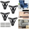 BUZIFU Lot de 4 Pieds de Meubles Métal Noir Moderne Pied de Table Pieds de Canapés de Remplacement Pieds de Table triangulaires avec vis pour Projets DIY, canapé, Table, Armoire (10 cm de Hauteur)