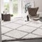 VIMODA Hochflor Teppich Wohnzimmer Schlafzimmer Küche Shaggy Skandinavisch Rautenmuster, Maße:80x150 cm