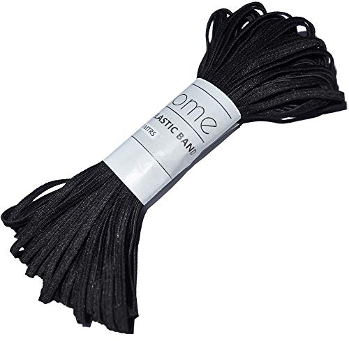 Urhome flaches 5mm Gummiband zum Nähen von DIY Kleidung Flachgummi | elastische Gummilitze Wäschegummi | Schnur Gummi mit hohe Elastizität Schwarz in 20 Meter Länge