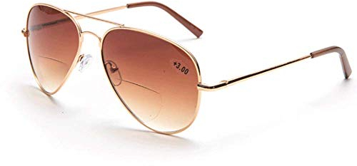 Ironwood Banana Lunettes à double foyer, Polarisées Bifocales Lunettes de Soleil Lecteurs avec UV400 Protection Lentille de Métal Pont pour Hommes et Femmes (Brown,+ 2.0)